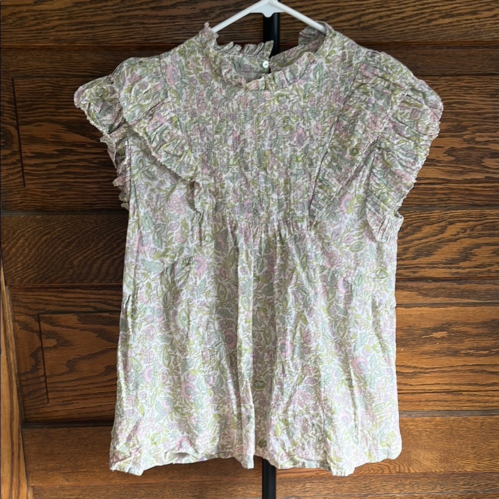House of Harlow Smocked Floral Josepha Pink Print Flowy Blouse Size Medium